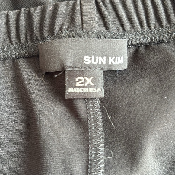 Sun Kim Black Pants with Button Detail 2X - Picture 2 of 7